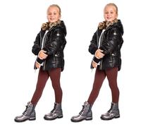 SOFTSAIL Leggings Mädchen Kinder Thermoleggings Mit Fleece Gefüttert Set 2 Stück Thermo Winter Winterleggings Aus Baumwolle Thermohose Kinderhose Atmungsaktiv Lang Weich Verdickt 116 cm Braun