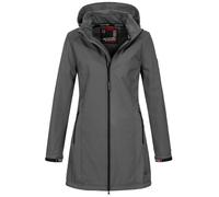 Softshelljacke ALESSANDRO SALVARINI "Alessia", Damen, Gr. L (40), grau (dunkelgrau), Obermaterial: 96% Polyester, 4% Elasthan; Innenmaterial: 100% Polyester, Jacken, lang mit abnehmbarer Kapuze (32413