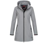 Softshelljacke ALESSANDRO SALVARINI "Alessia", Damen, Gr. XXL (44), grau (hellgrau), Obermaterial: 96% Polyester, 4% Elasthan; Innenmaterial: 100% Polyester, Jacken, lang mit abnehmbarer Kapuze (25930