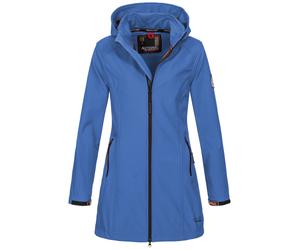 Softshelljacke ALESSANDRO SALVARINI "Alessia", Damen, Gr. XXL, blau, Obermaterial: 96% Polyester, 4% Elasthan; Innenseite: 100% Polyester, Jacken Softshelljacke, lang mit abnehmbarer Kapuze (70257838-