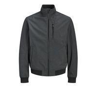 Softshelljacke JACK & JONES "JJELIAM SOFTSHELL BOMBER NOOS", Herren, Gr. L, grau (dunkelgrau melange), Web, Obermaterial: 100% Polyester, unifarben, regular fit normal, ohne Ausschnitt, Bündchen, Jack