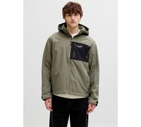 Softshelljacke JACK & JONES "JJNORTH SOFTSHELL JACKET", Herren, Gr. M, dusty olive, Web, Obermaterial: 100% Polyester, kontrastfarbene Details, unifarben, regular fit hüftlang, mit Riegel, Jacken Soft
