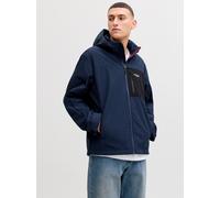 Softshelljacke JACK & JONES "JJNORTH SOFTSHELL JACKET", Herren, Gr. XS, navy blazer, Web, Obermaterial: 100% Polyester, kontrastfarbene Details, unifarben, regular fit hüftlang, mit Riegel, Jacken Sof