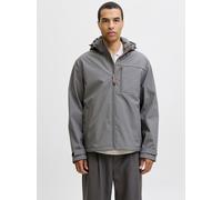 Softshelljacke JACK & JONES "JJTHATCHER SOFTSHELL HOOD", Herren, Gr. XS, castlerock, Web, Obermaterial: 100% Polyester, unifarben, regular fit normal, Jacken Softshelljacke (87010735-XS) castlerock