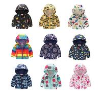 Softshelljacke mit Kapuzen Kleinkind Licht Windjacke Übergangsjacke Leichte Atmungsaktiv Gefütterte Jacken Winddicht Mantel Musterbuchse Kapuzenjacke (Black, 12-18 Months)