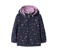 Softshelljacke NAME IT "NMFMALTA05 SOFTSHELL JACKET AOP FO1", Mädchen, Gr. 98, bunt (navy blazer), Softshell, Obermaterial: 95% Polyester, 5% Elasthan, bedruckt, normal, elastischer Bund, Jacken Softs