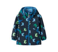 Softshelljacke NAME IT "NMMMALTA05 SOFTSHELL JACKET AOP FO", Jungen, Gr. 122, schwarz sapphire aop:crocodile, Softshell, Obermaterial: 95% Polyester, 5% Elasthan, bedruckt, normal, elastischer Bund, J