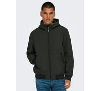 Softshelljacke ONLY & SONS "ONSBOWIE SOFTSHELL BOMBER NOOS", Herren, Gr. L, grün (peat), Web, Obermaterial: 100% Polyester, regular fit, Rippbündchen, Jacken Softshelljacke (95660124-L) peat