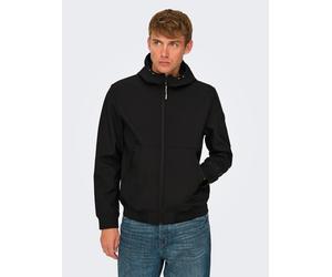 Softshelljacke ONLY & SONS "ONSBOWIE SOFTSHELL BOMBER NOOS", Herren, Gr. M, schwarz, Web, Obermaterial: 100% Polyester, unifarben, regular fit, Rippbündchen, Jacken Softshelljacke (90854264-M) schwarz