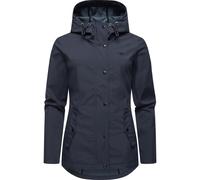 Ragwear leichte Damen Übergangsjacke kurz wasserdicht (Wassersäule: 11.000mm) und atmungsaktiv Softshelljacke mit Kapuze Margge Shell YOUMODO Navy Gr. L