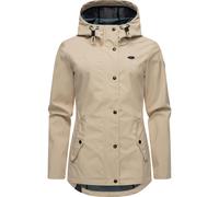 Ragwear leichte Damen Übergangsjacke kurz wasserdicht (Wassersäule: 11.000mm) und atmungsaktiv Softshelljacke mit Kapuze Margge Shell YOUMODO Sand Gr. XL