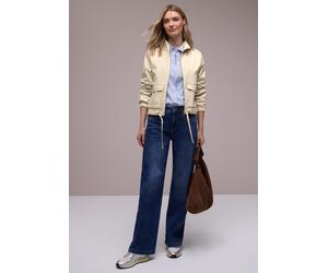 Softshelljacke STREET ONE, Damen, Gr. 44, smoke beige, Stoff, 55% Lyocell, 42% Baumwolle, 3% Elasthan, unifarben, normal normal, hoch geschlossener Ausschnitt, elastischer Bund, Jacken Softshelljacke,