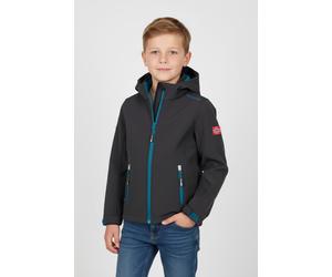 Softshelljacke TROLLKIDS "Kids Trollfjord Jacket", Kinder, Gr. 128, schwarz (schwarz, petrol), Obermaterial: 94% Polyester, 6% Elasthan, normal, Jacken Softshelljacke, winddicht, wasserabweisend, mit