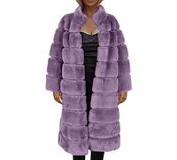 Softshellmantel Damen, Damen Lange Fellmantel Stehkragen Warm Winter Mantel Einfarbige Faux Fur Kunstfell Winterjacke Frauen Elegant Kunstpelz Pelzmantel