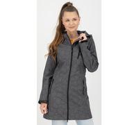 Softshellmantel DEPROC ACTIVE "SHELBY PEAK XII Softshell Kurzmantel Longjacket", Damen, Gr. 54 (XXL), schwarz, Softshell, 100% Polyester, tailliert ca. Mitte Oberschenkel, hoch geschlossener Ausschnit