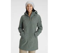 Softshellmantel POLARINO, Damen, Gr. 48, grün (dunkelgrün), Softshell, Obermaterial: 94% Polyester, 6% Elasthan. Futter: 100% Polyester. Kapuzenfutter: 100% Polyester, angesetztes Bündchen mit Klettve