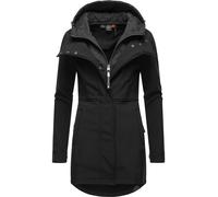 Ragwear Damen Softshellmantel lange Übergangsjacke Outdoormantel mit Kapuze Ybela Black22 Gr. 4XL