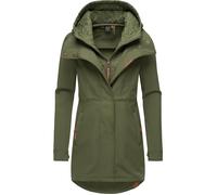 Softshellmantel RAGWEAR "Ybela", Damen, Gr. XS (34), grün (olivgrün), Obermaterial: 97% Polyester, 3% Elasthan; Innenfutter: 100% Polyester, tailliert Po-bedeckend, hoch geschlossener Ausschnitt, mit