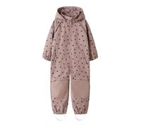 Softshelloverall NAME IT "NMFALFA08 SOFTSHELL SUIT AOP 1FO NOOS", Kinder, Gr. 122, N-Gr, woodrose aop:hearts, Softshell, Obermaterial: 94% Polyester, 6% Elasthan, bedruckt, elastischer Bund, Overalls,
