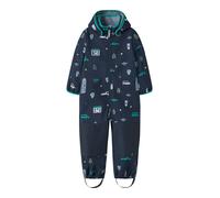 Softshelloverall NAME IT "NMMMALTA05 SOFTSHELL SUIT AOP FO1", Kinder, Gr. 110, N-Gr, blau (naval academy aop:cars), Softshell, Obermaterial: 95% Polyester, 5% Elasthan, bedruckt, lang, elastischer Bun