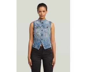 Softshellweste G-STAR "Pitched Hem Slim Weste", Damen, Gr. XXS, blau (vintage cirrus blau), Obermaterial: 75% Baumwolle, 25% Baumwolle, Westen (21594708-XXS) vintage cirrus blau