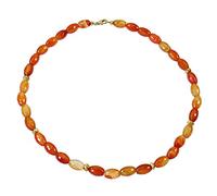 sogni d'oro Damen-Collier echt Gold Gelbgold 375 (9 Karat) Karneol Pyrit 180ct 45-47cm