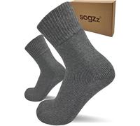 sogzz 2 Paar warme Diabetikersocken, Wintersocken, Herren Damen, Gr. 35-50, Winter Wollsocken aus hochwertiger premium Schafwolle, dicke Socken aus Wolle für Diabetiker, dunkelgrau, 35-38