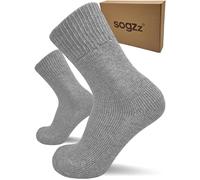 sogzz 2 Paar warme Diabetikersocken, Wintersocken, Herren Damen, Gr. 35-50, Winter Wollsocken aus hochwertiger premium Schafwolle, dicke Socken aus Wolle für Diabetiker, hellgrau, 43-46