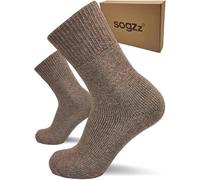 sogzz 2 Paar warme Diabetikersocken, Wintersocken, Herren Damen, Gr. 35-50, Winter Wollsocken aus hochwertiger premium Schafwolle, dicke Socken aus Wolle für Diabetiker, braun, 47-50