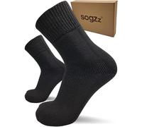sogzz 2 Paar warme Diabetikersocken, Wintersocken, Herren Damen, Gr. 35-50, Winter Wollsocken aus hochwertiger premium Schafwolle, dicke Socken aus Wolle für Diabetiker, schwarz, 47-50
