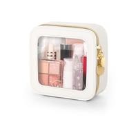 Soimeat Transparente Make-up-Tasche, tragbare Reise-Kosmetiktasche, Mehrzweck-Leder-Kulturbeutel mit Reißverschluss, wasserdicht, transparent, Kosmetik-Organizer für Damen