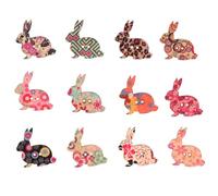 SOIMISS 100 Stück Hasen-Holzknöpfe, gemischte bunte Knöpfe, zwei Löcher zum Selbernähen, Basteln, Stricken, Scrapbooking