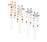 SOIMISS 2 Paar Hanfu Quasten Haarspangen Fuchsmotiv Haarschmuck für Damen Mädchen Hochzeiten Festtagsfrisuren