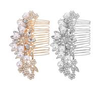 SOIMISS 2 Stück Teiliges Braut Haarschmuck aus Metalllegierung mit Kunstperlen Vintage Stil Steckkämme für Hochzeit Elegante Haarkämme für Braut Brautjungfern und Festliche Anlässe