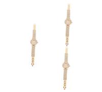 SOIMISS 3stücke Einstellbare Damen Armbanduhr Mit Funkelnden Kristallen Stilvolle Quarzuhr Roségold Modisches Accessoire Für Elegante Anlässe Und Alltag