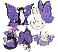 SOIMISS 5 Stück Pack Katzen Anstecknadeln aus Legierung Dekorative Broschen in Violett mit Flügel und Zauberhut Design Modische Schmuckpins für Kleidung Taschen und Selbstgemacht