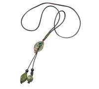 SOIMISS Lederhalskette Lange Pulloverkette Keramik Perlenkette Modeschmuck für Frauen Damen Mädchen Hochzeit Valentinstag Jubiläum Grün