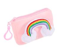SOIMISS Plüsch Regenbogen Münzgeldbörse Schlüsselanhänger Mini Geldbeutel für Mädchen Weiche Kleine Münztasche als Anhänger für Rucksack Handtasche und Schlüsselbund Praktisches