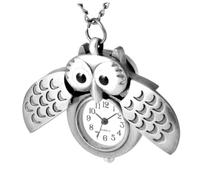 SOIMISS Retro Eulen Taschenuhr Silber, Dekorativ, Quarz, Geschenk | Legierung und Kunststoff, Zierliches Design mit Halbmond Eule, für Freunde und Familie