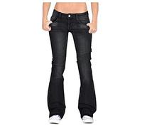 SOIUTAO Mom Lockere Damenjeans Leicht Atmungsaktiv Röhrenjeans Straight Große Größen Schlaghose Einfarbig Stoffhose Hose Elegant Sommerhose Weites Bein Streetwear Geschenk für Frauen, Schwarz, M