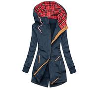 SOIUTAO Übergangsjacken Damen Sweatshirt Jacke Freizeitjacke Sweatshirtjacke Herbst Lang Elegant mit Kapuze Winddicht Outwear Stoffjacke Drucken