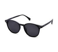 SOJOS Polarisiert Runde Sonnenbrille Damen Herren Retro Vintage UV400 Schutz Runde Kleine für Schmales Gesicht MAY SJ2113 mit Schwarzer Rahmen/Graue Linse