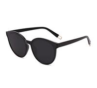 SOJOS Polarisierte Sonnenbrillen Damen Groß, Rund Herren Retro Vintage UV400 Schutz Brille SJ2057 Schwarz Rahmen/Graue Linse