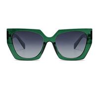 SOJOS Sonnenbrille Damen Polarisiert Vintage, Retro Cateye Sonnenbrille Verspiegelt Groß Eckig Schwarz Modern UV400 Katzenauge Brille SJ2205 mit Grün Rahmen/Grau Linse