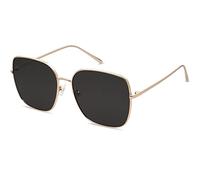 SOJOS Sonnenbrille Damen Vintage Verspiegelt, Herren Retro Übergröße Eckig Sonnenbrille UV400 Schutz Rechteckige Brille SJ1146 mit Hellgoldener Rahmen/Graue Linse