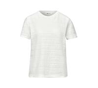 Kurzarmshirt STREET ONE, Damen, Gr. 38, sanftes weiß, Jersey, Obermaterial: 97% Baumwolle, 3% Elasthan, unifarben, normal hüftbedeckend, Rundhals, abgesteppte Kante, Shirts Kurzarmshirt, mit Rundhals 