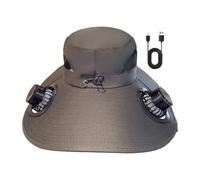 Solar Powered Fan Hat, Bucket Hat, Outdoor Sports Gear, Wide Brim UV Protection, Sport Headwear for Women, Men Roadtrip, Beach Vacation Fishing, Hiking and Travel Trips, Army Green