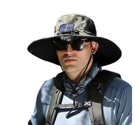 Solar & USB Charging Fan Outdoor Fishing Hat, Sonnenhut für Herren mit Ventilator, Breiter Krempe, Faltbar Atmungsaktiv, Kappe mit Ventilator Solar, Herren Sommer Outdoor Fischerhut (B)