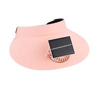 Solarbetriebener Ventilatorhut, Sonnenblende, breite Krempe, USB-wiederaufladbar, Kühlhut für Reisen, Angeln, Sport, Outdoor, Gartenarbeit, Rosa, L