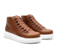 Solaress SS258 Herren Sneaker - High-Top Schnürsneaker aus Vegan Leder Braun, EU 44